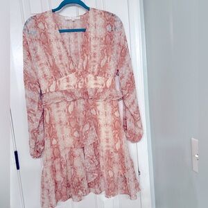 Karlie, Medium, Ruffle, A-line, Blush and Cream Dress